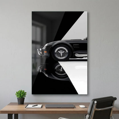 Voiture Classique Noire Tableau en Verre Trempé