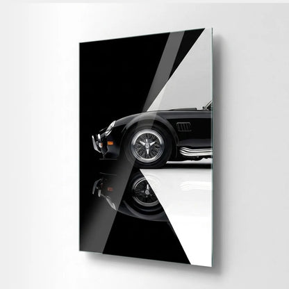 Voiture Classique Noire Tableau en Verre Trempé