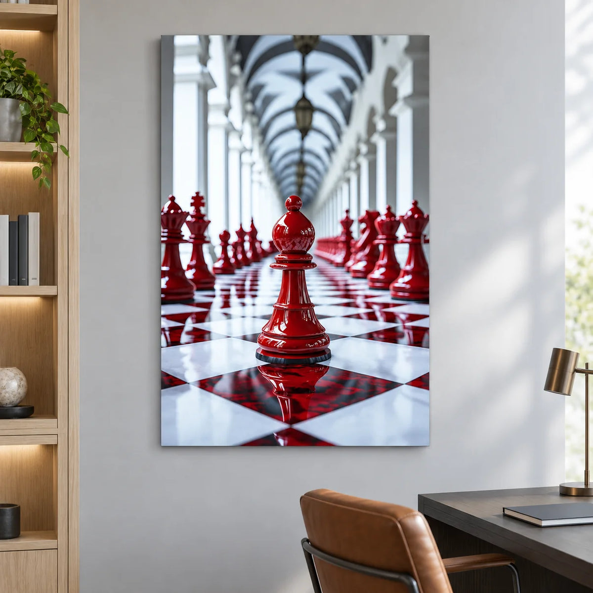Échecs Rouges Tableau en Verre Trempé