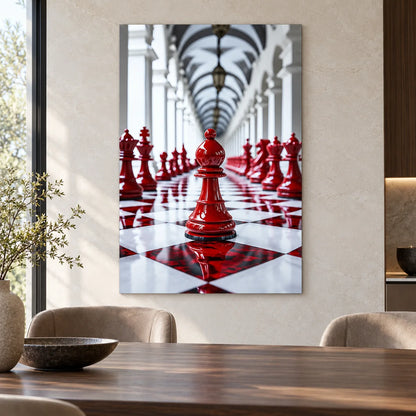 Échecs Rouges Tableau en Verre Trempé