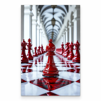Échecs Rouges Tableau en Verre Trempé