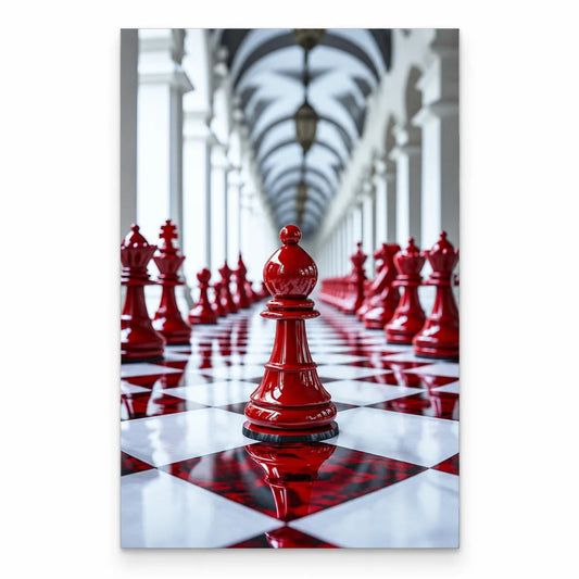 Red Chess Glass Wall Art