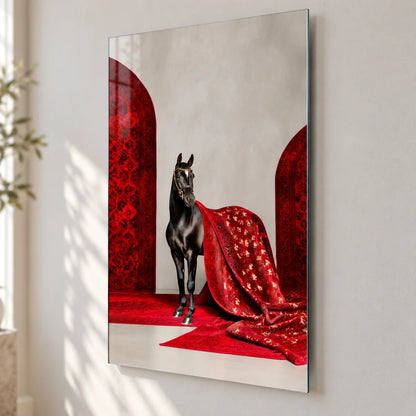 Cavallo Nero Regale Quadro in Vetro Temperato