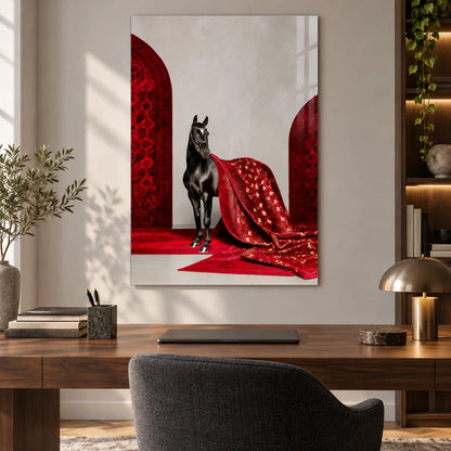 Cavallo Nero Regale Quadro in Vetro Temperato