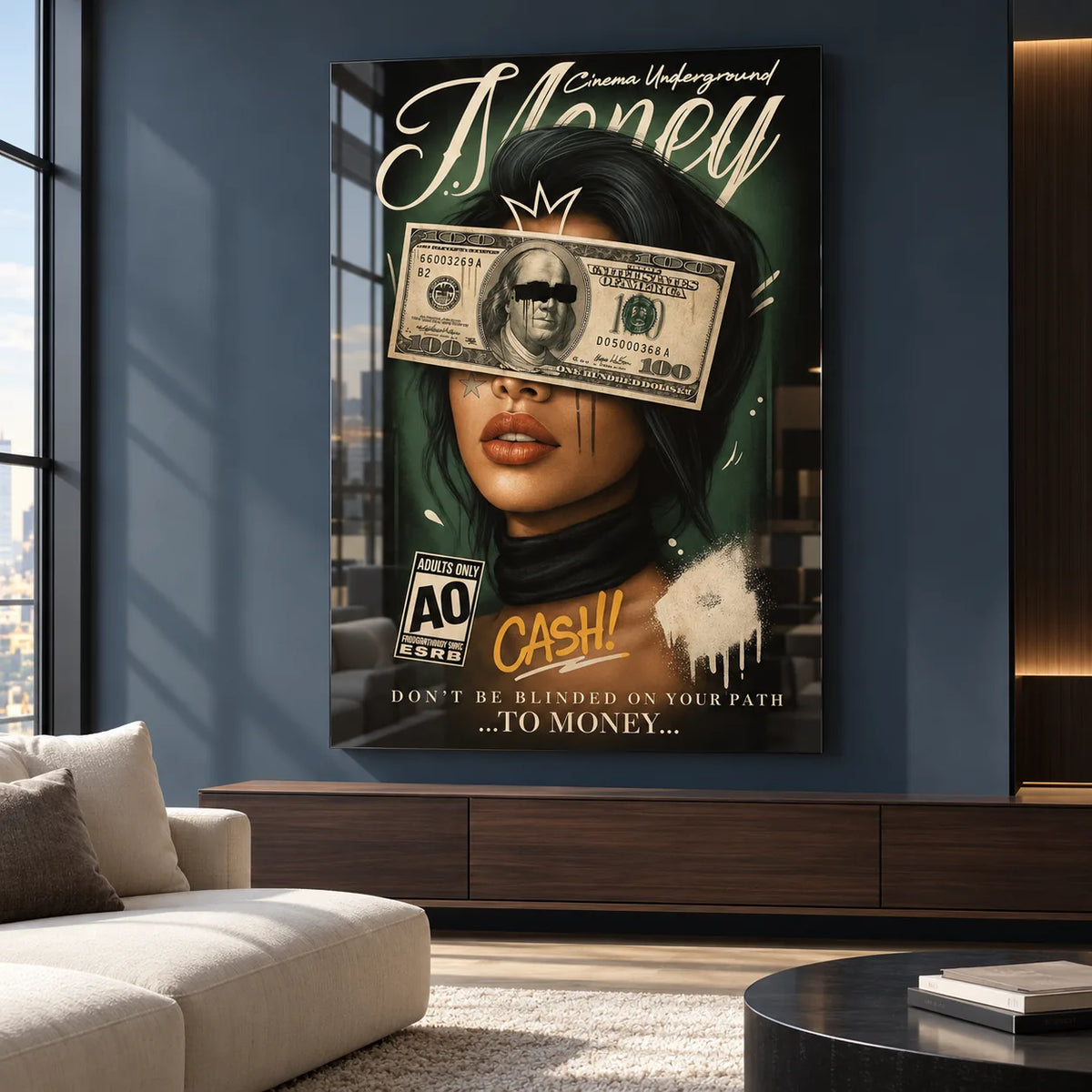Money Eyes Glass Wall Art