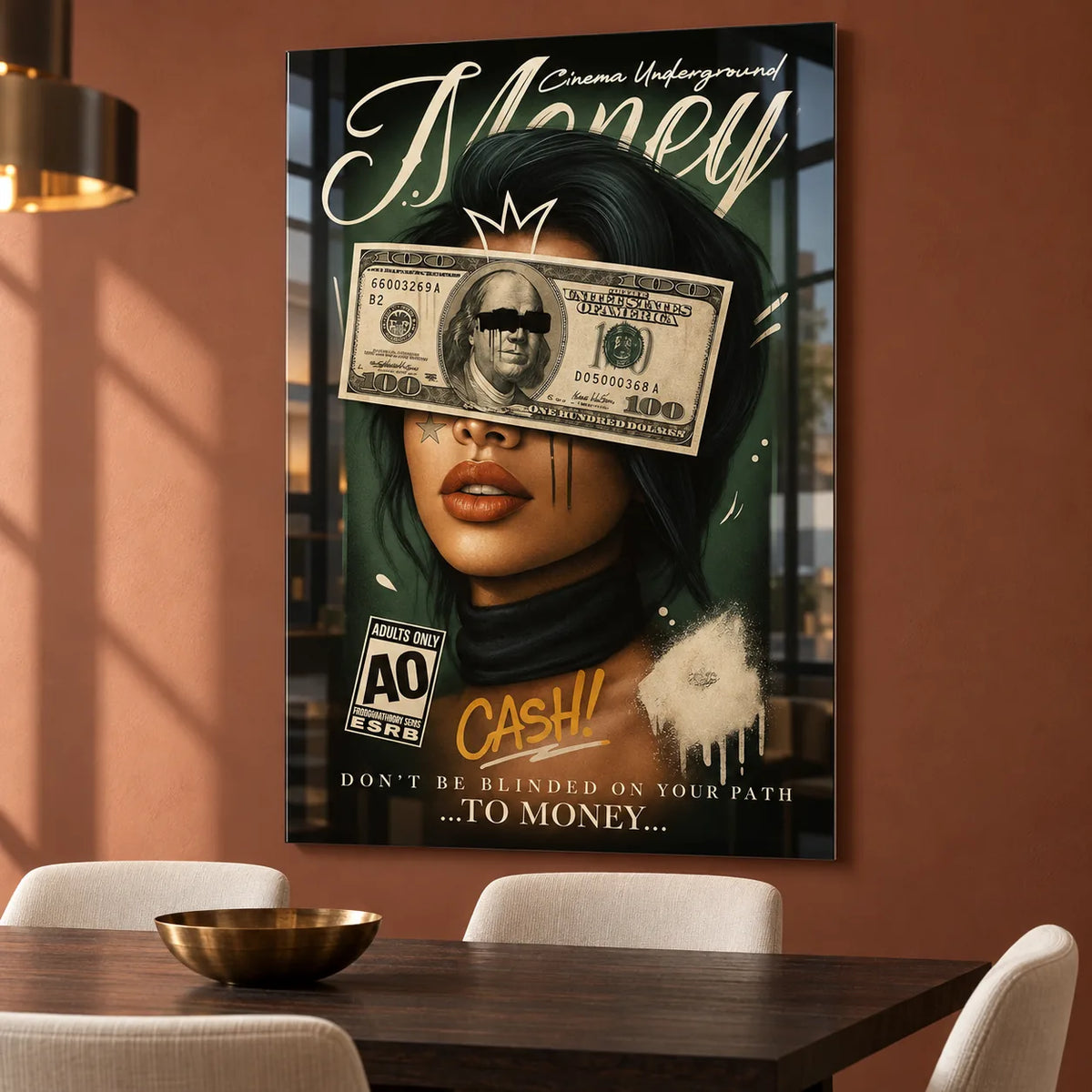 Money Eyes Glass Wall Art