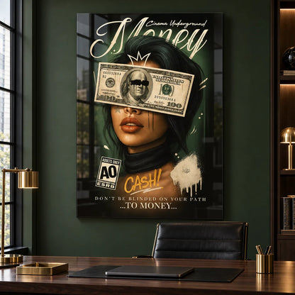 Money Eyes Glass Wall Art