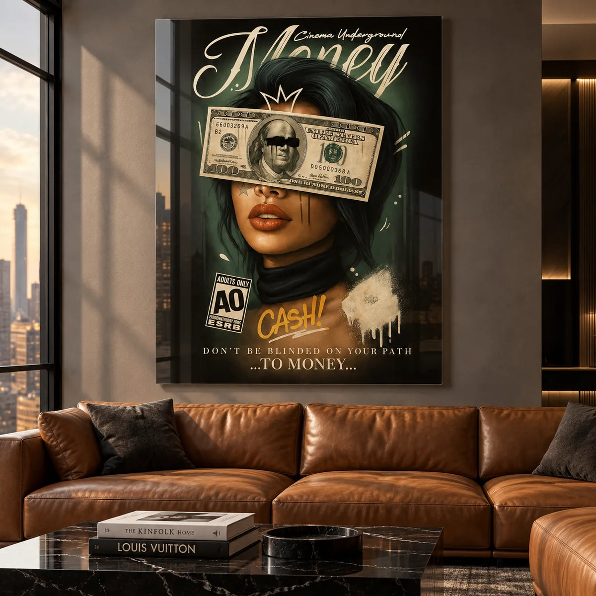 Money Eyes Glass Wall Art