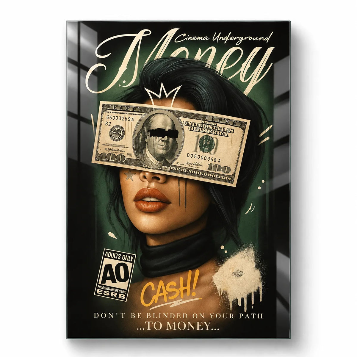 Money Eyes Glass Wall Art