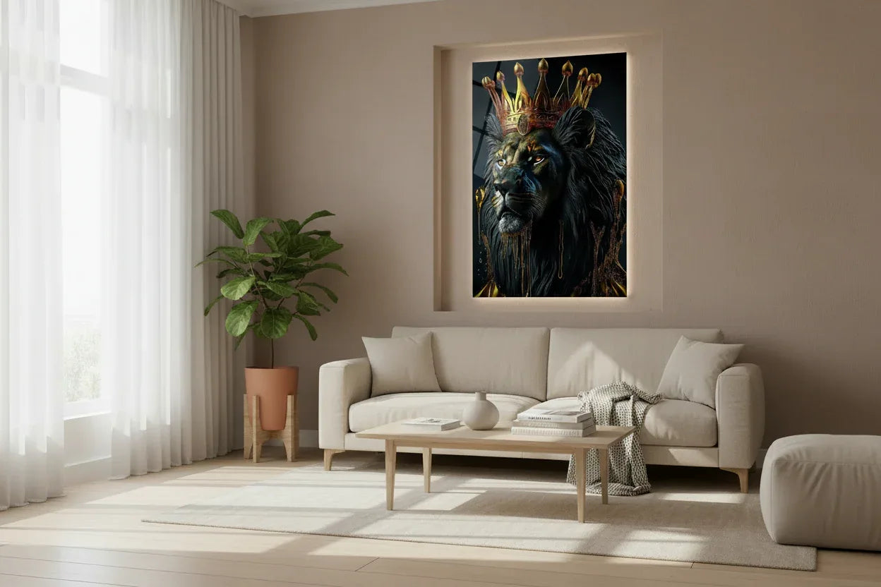 Lion King Glass Wall Art - LUXARTDECO
