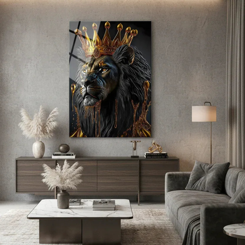 Lion King Glass Wall Art - LUXARTDECO