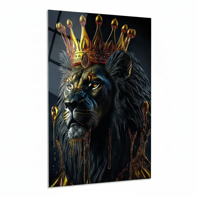 Leone Re Quadro in Vetro Temperato