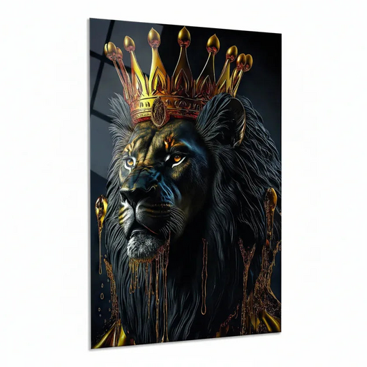 Leone Re Quadro in Vetro Temperato