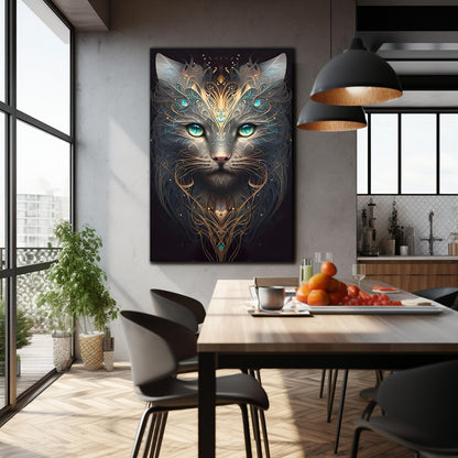 Chat Gris Tableau en Verre Trempé