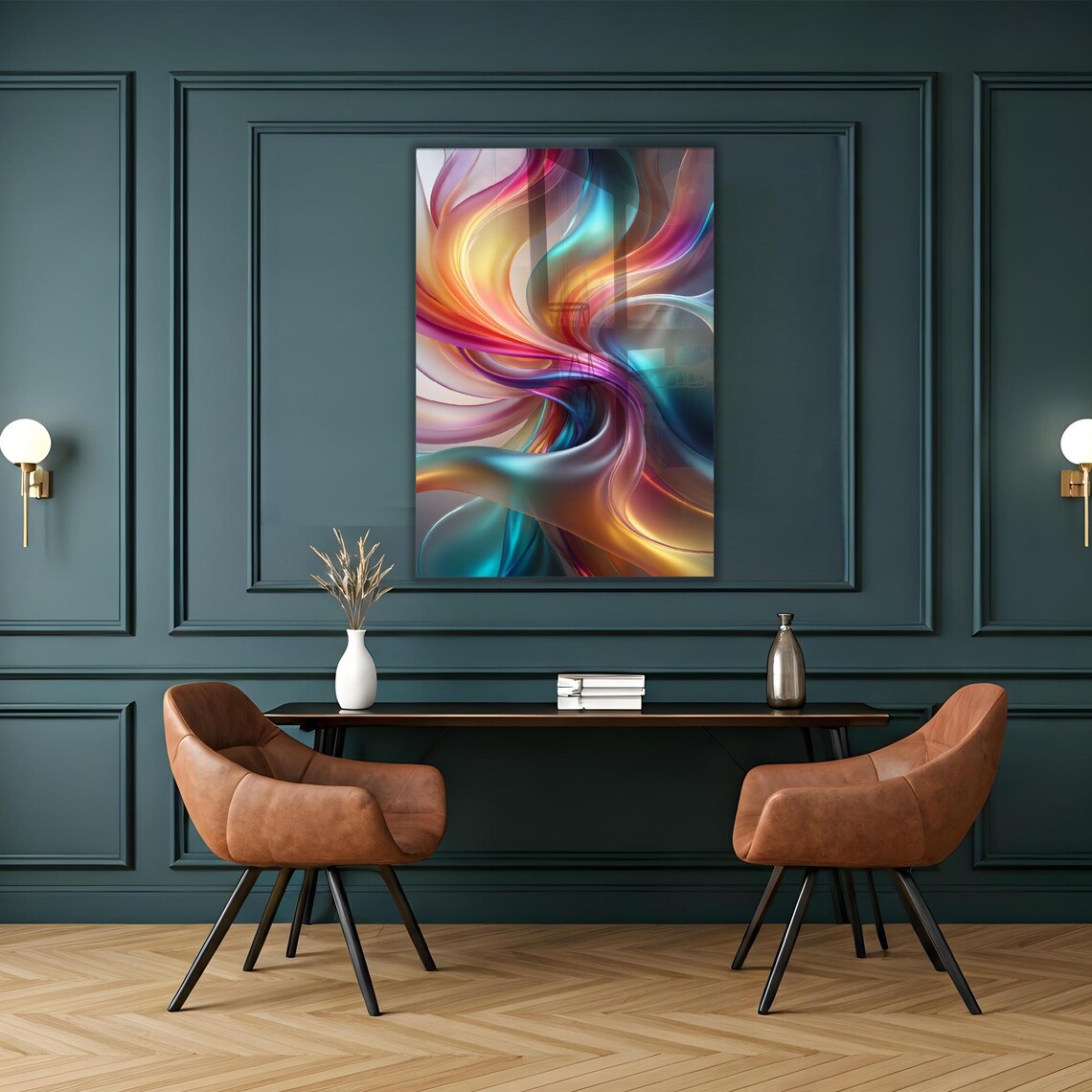 Vaso con Fiori Effetto Vetrata Quadro in Vetro Temperato