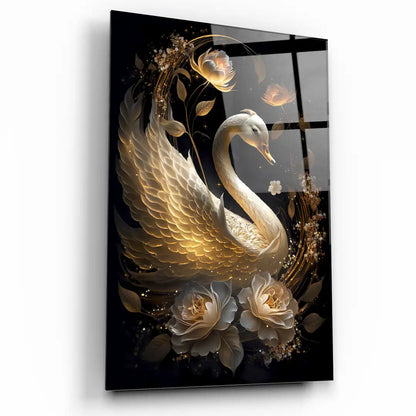 Cygne Blanc Tableau en Verre Trempé