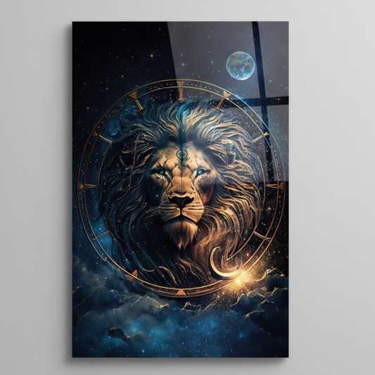 Il Leone e la Luna Quadro in Vetro Temperato