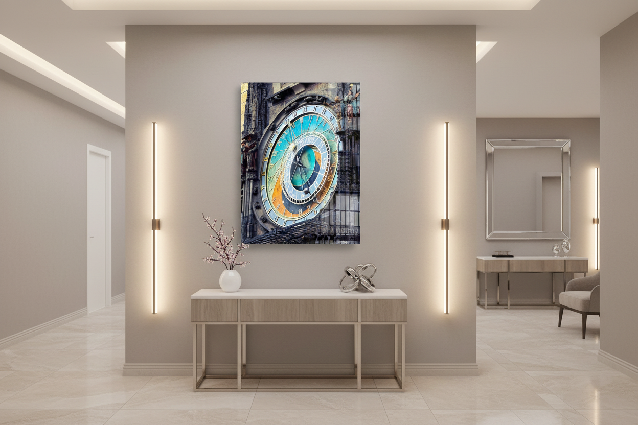 L'Orloj di Praga Quadro in Vetro Temperato
