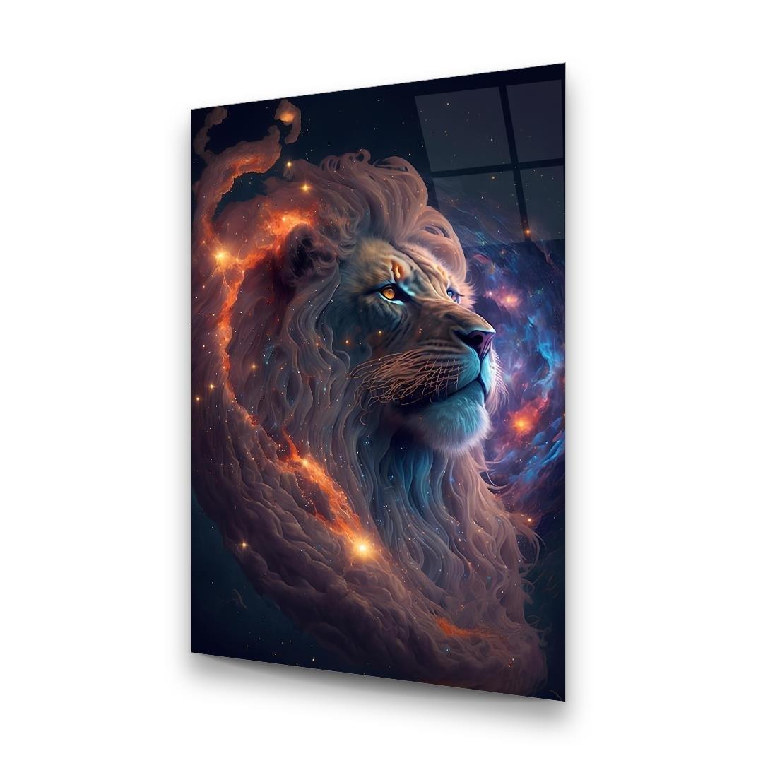 Leone Galattico Quadro in Vetro Temperato