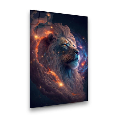 Leone Galattico Quadro in Vetro Temperato