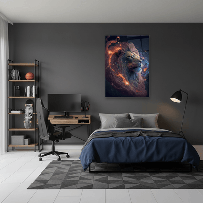 Leone Galattico Quadro in Vetro Temperato
