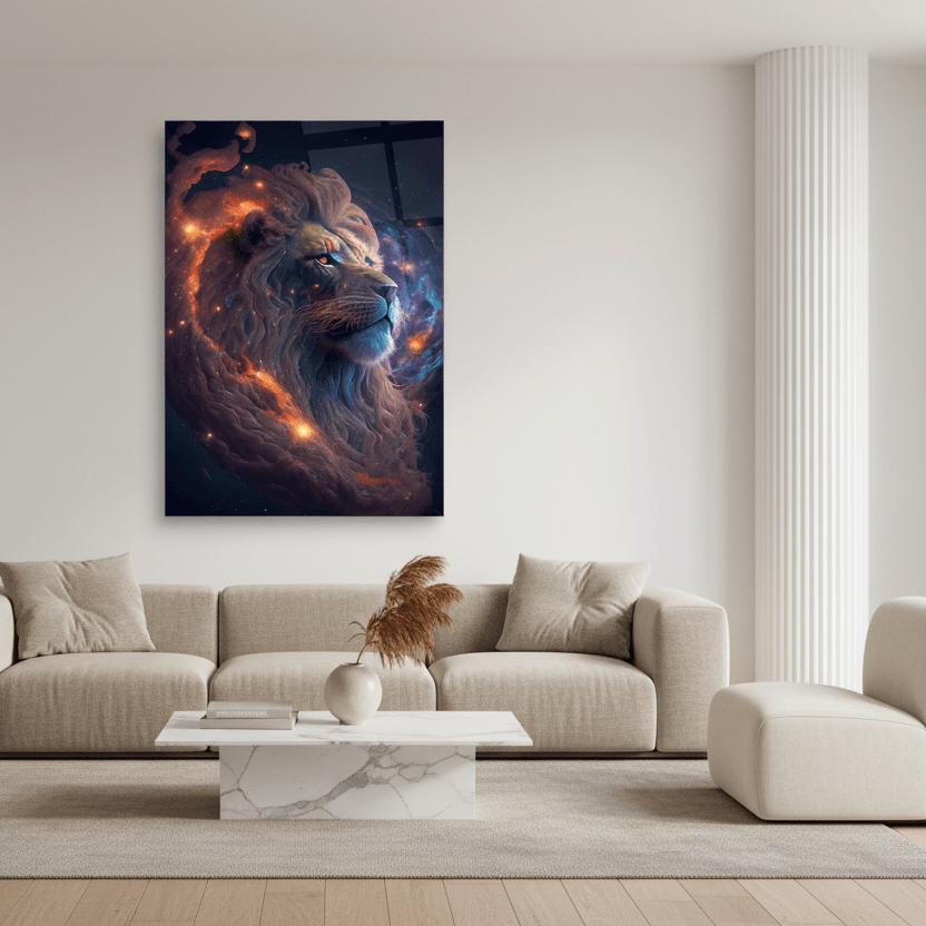 Leone Galattico Quadro in Vetro Temperato