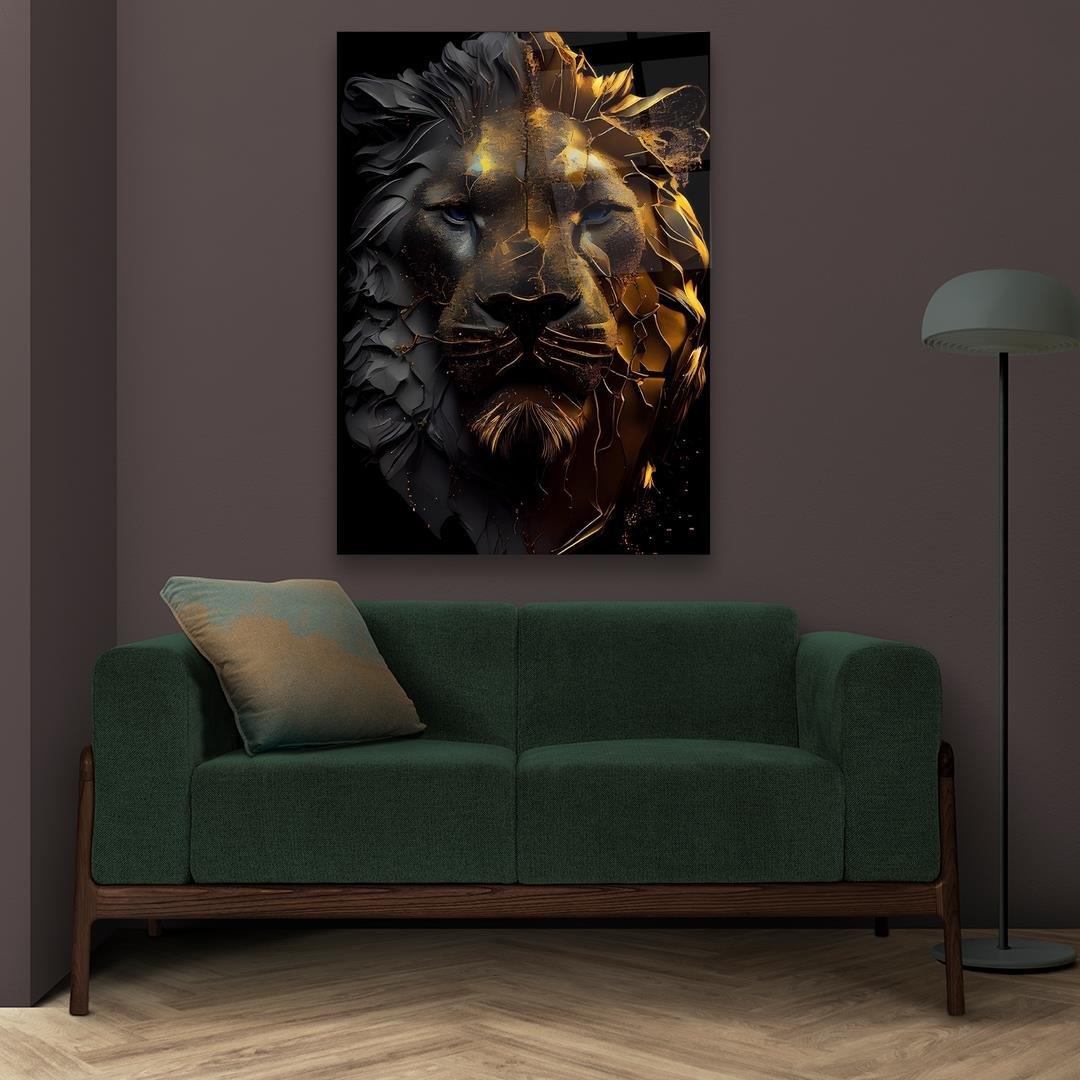 Leone D'oro Quadro in Vetro Temperato