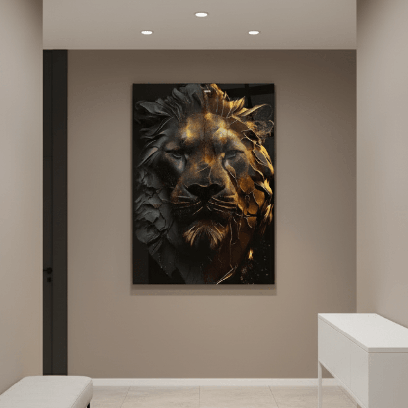 Leone D'oro Quadro in Vetro Temperato