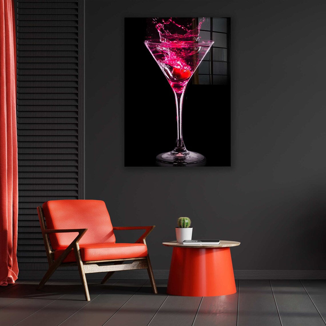 Martini Rosa Quadro in Vetro Temperato