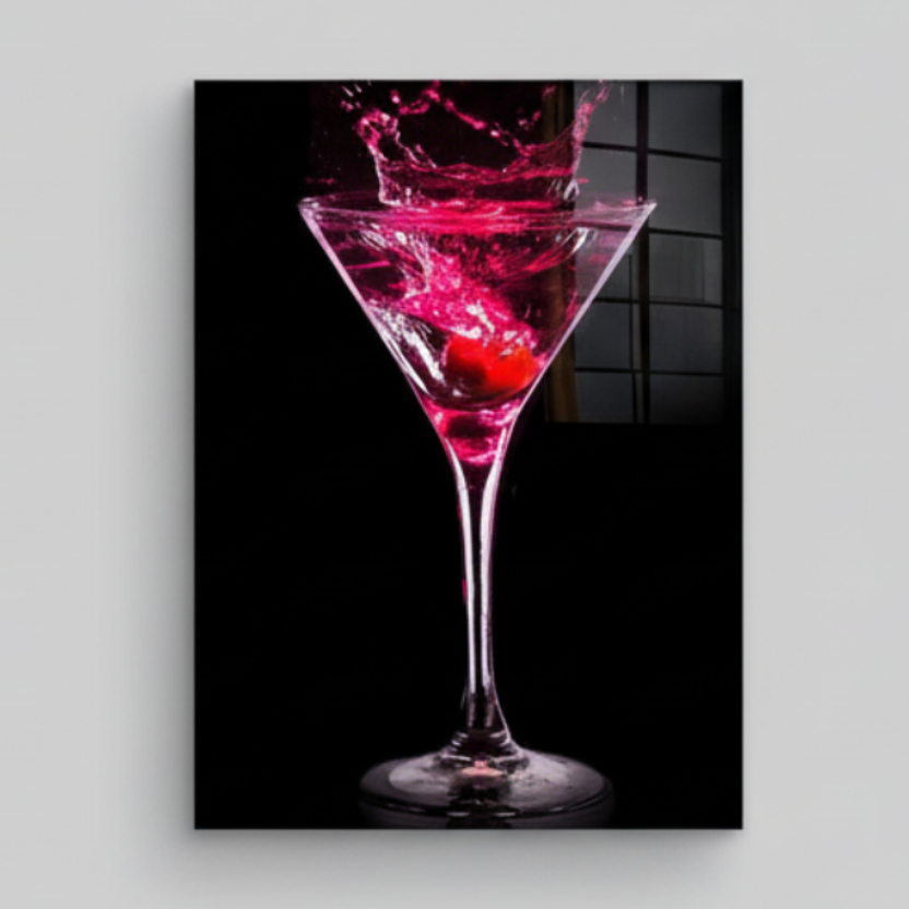Martini Rosa Quadro in Vetro Temperato