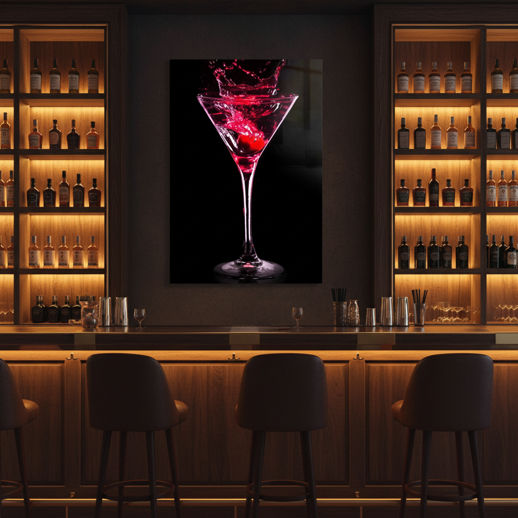Martini Rosa Quadro in Vetro Temperato