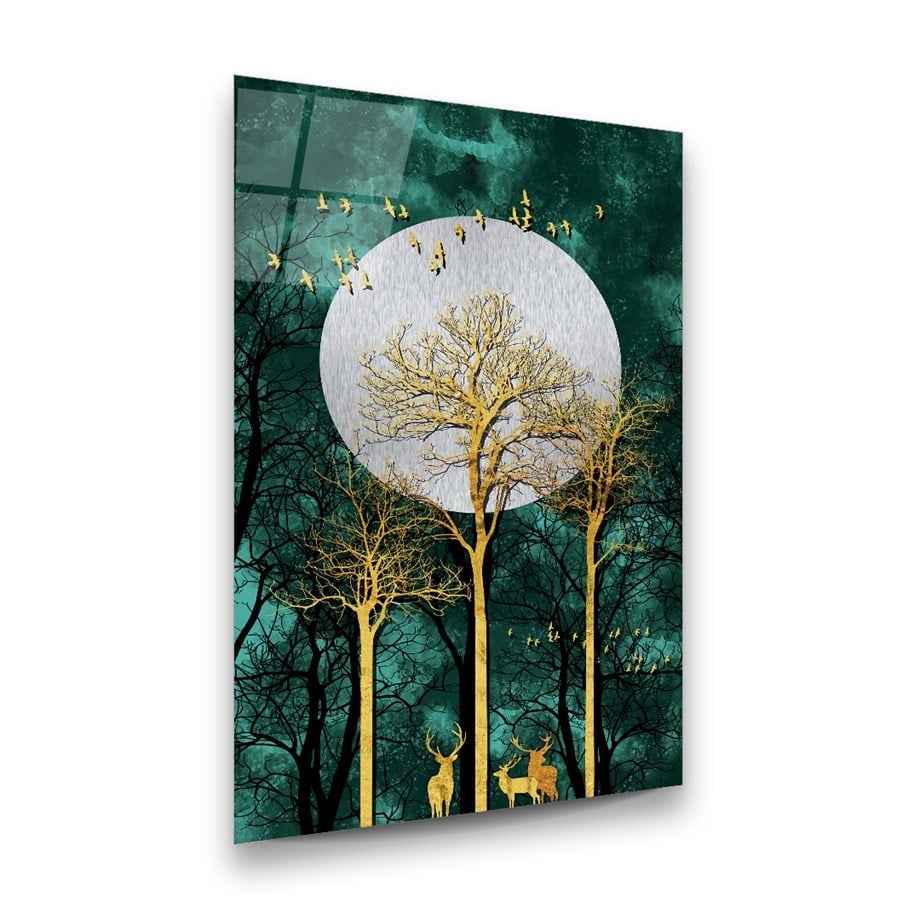 Night Landscape Glass Wall Art
