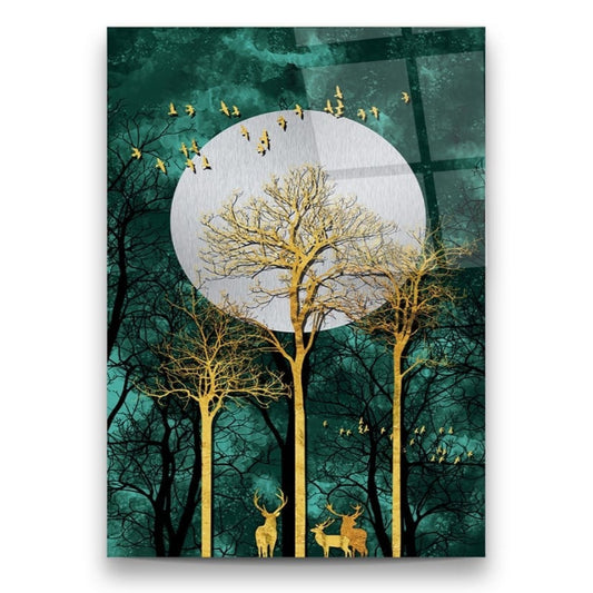 Night Landscape Glass Wall Art
