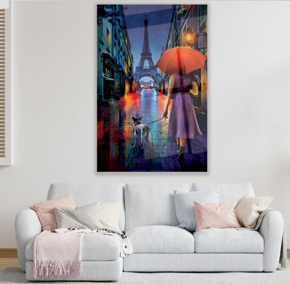 Lady in Paris Glass Wall Art