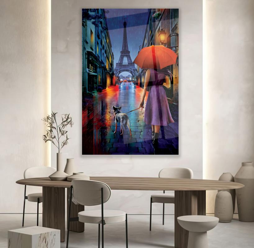  Signora a Parigi Quadro in Vetro Temperato