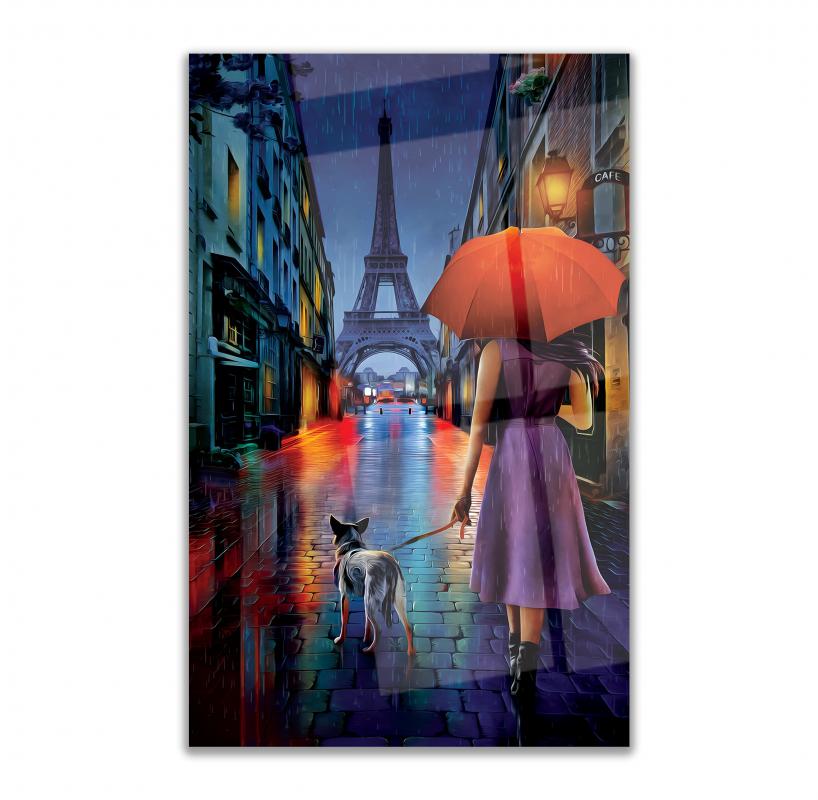  Signora a Parigi Quadro in Vetro Temperato