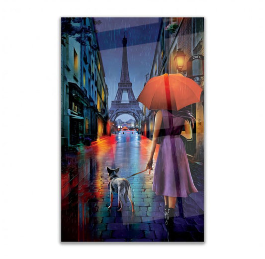 Lady in Paris Glass Wall Art