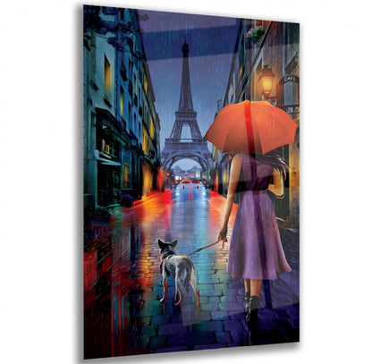 Lady in Paris Glass Wall Art