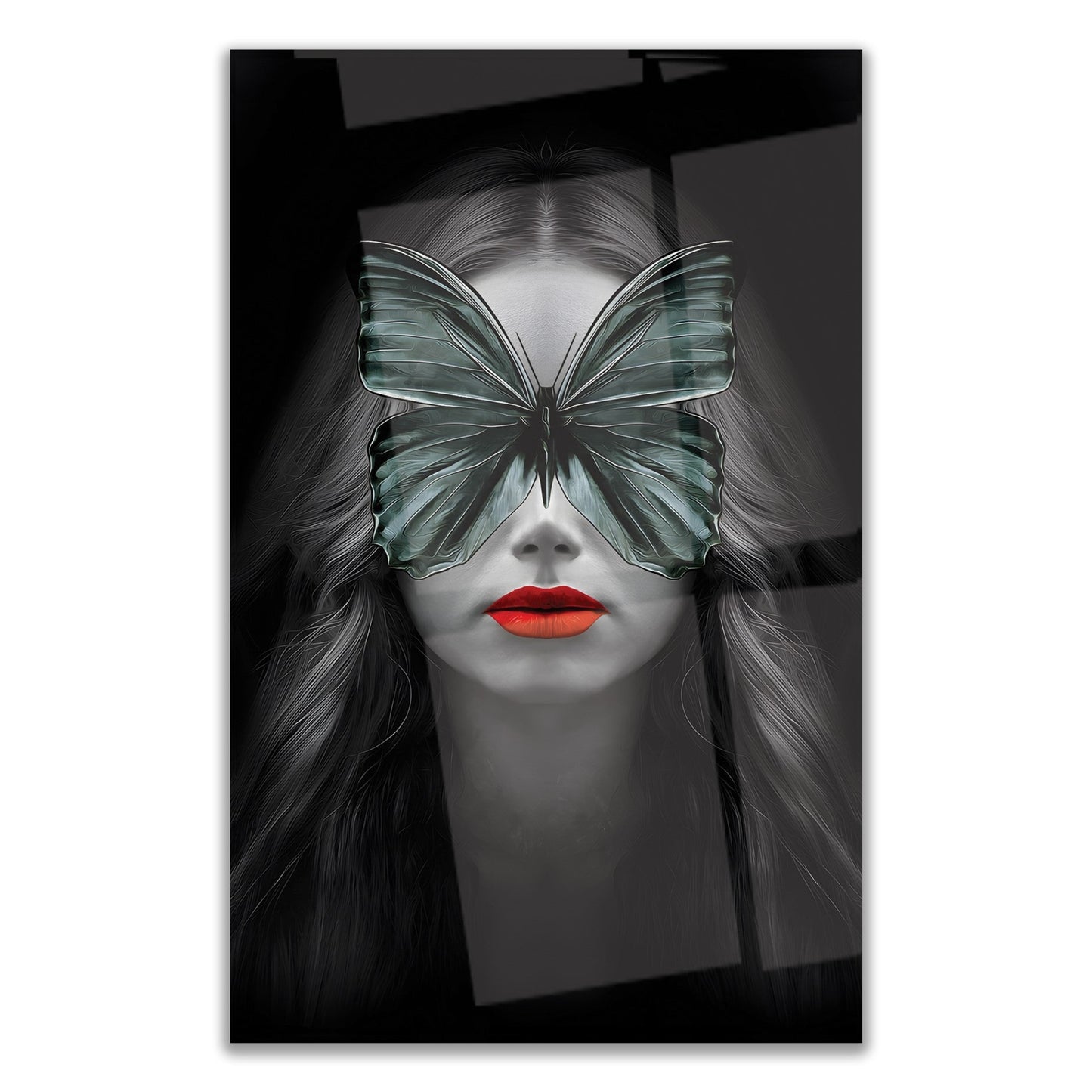 Girl & Butterfly Glass Wall Art