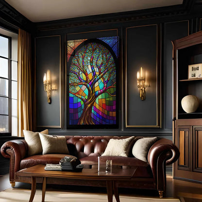 Albero Effetto Vetrata Quadro in Vetro Temperato