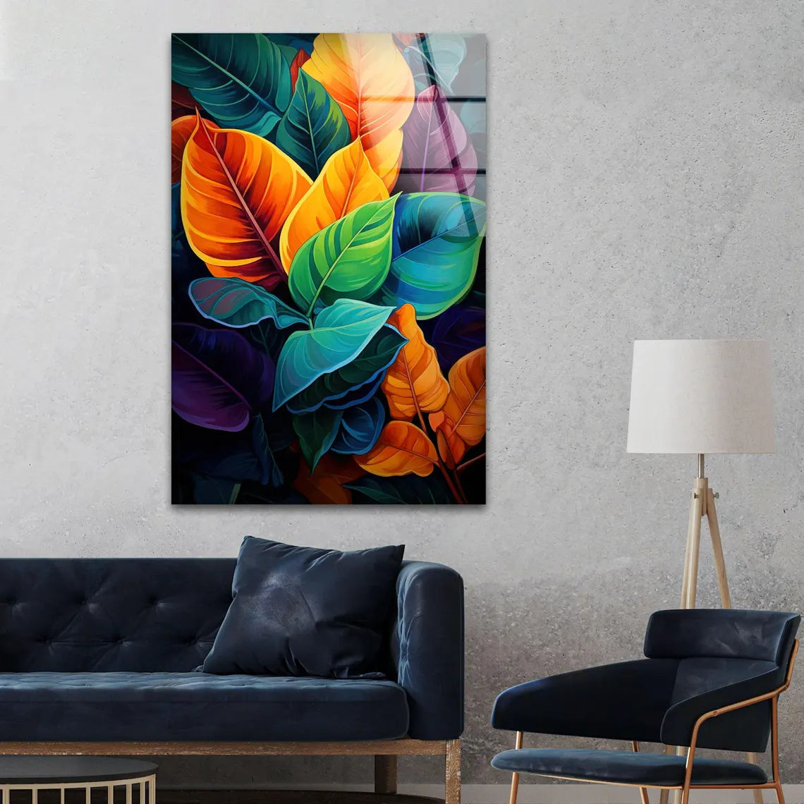 Feuilles Colorées Tableau en Verre Trempé