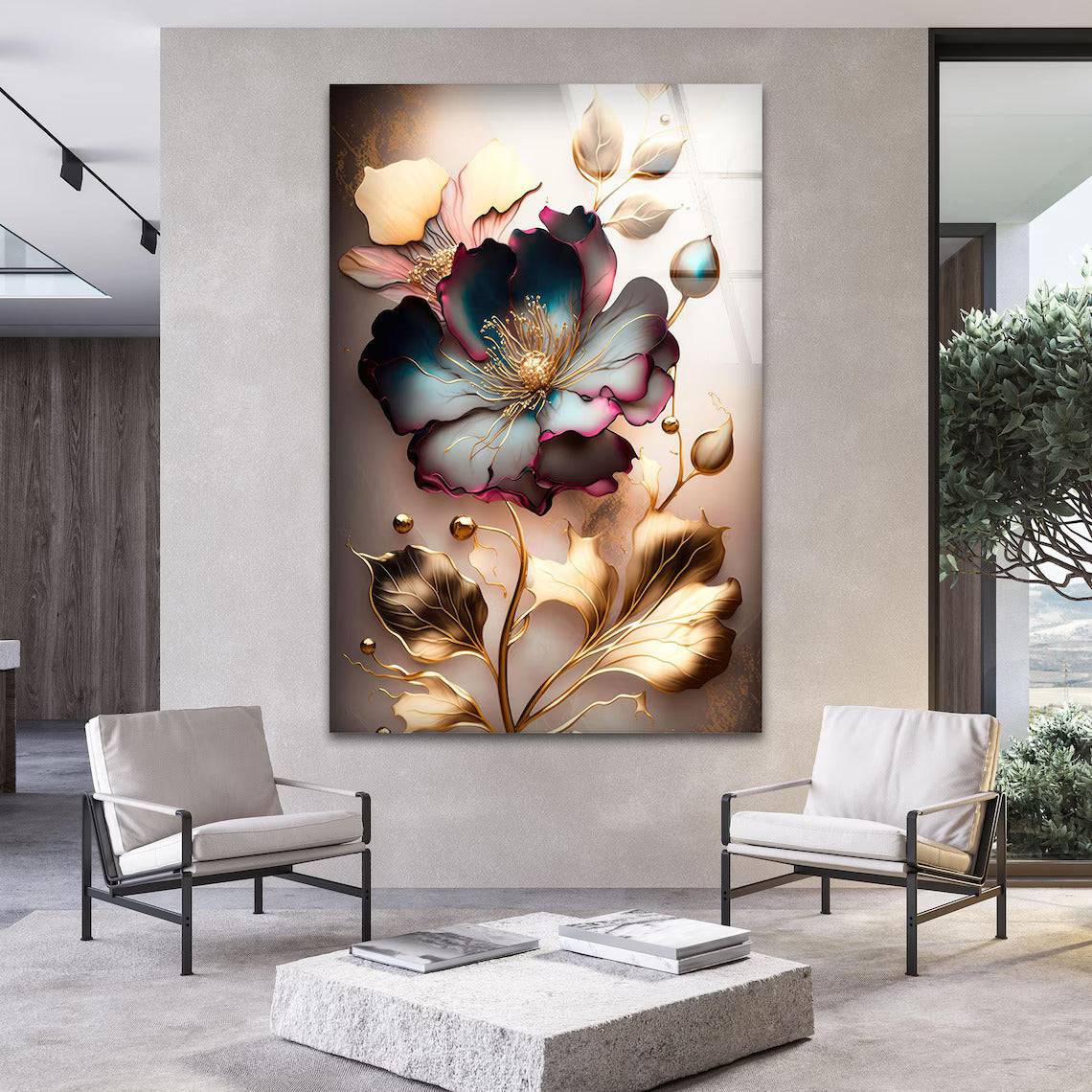 Fiore Viola Quadro in Vetro Temperato