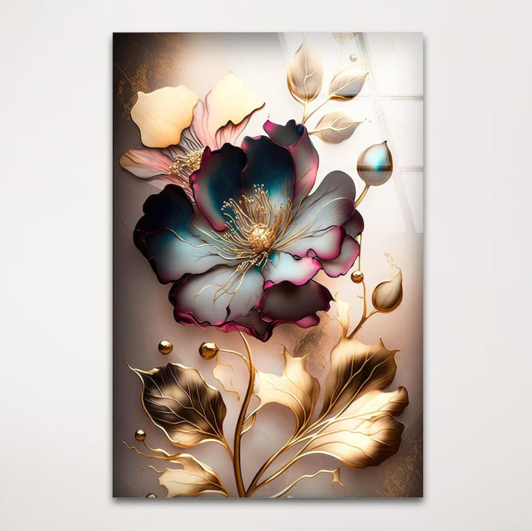 Fiore Viola Quadro in Vetro Temperato