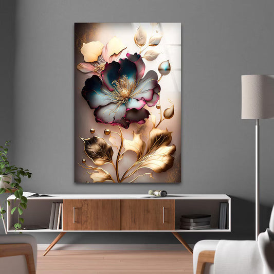 Fiore Viola Quadro in Vetro Temperato