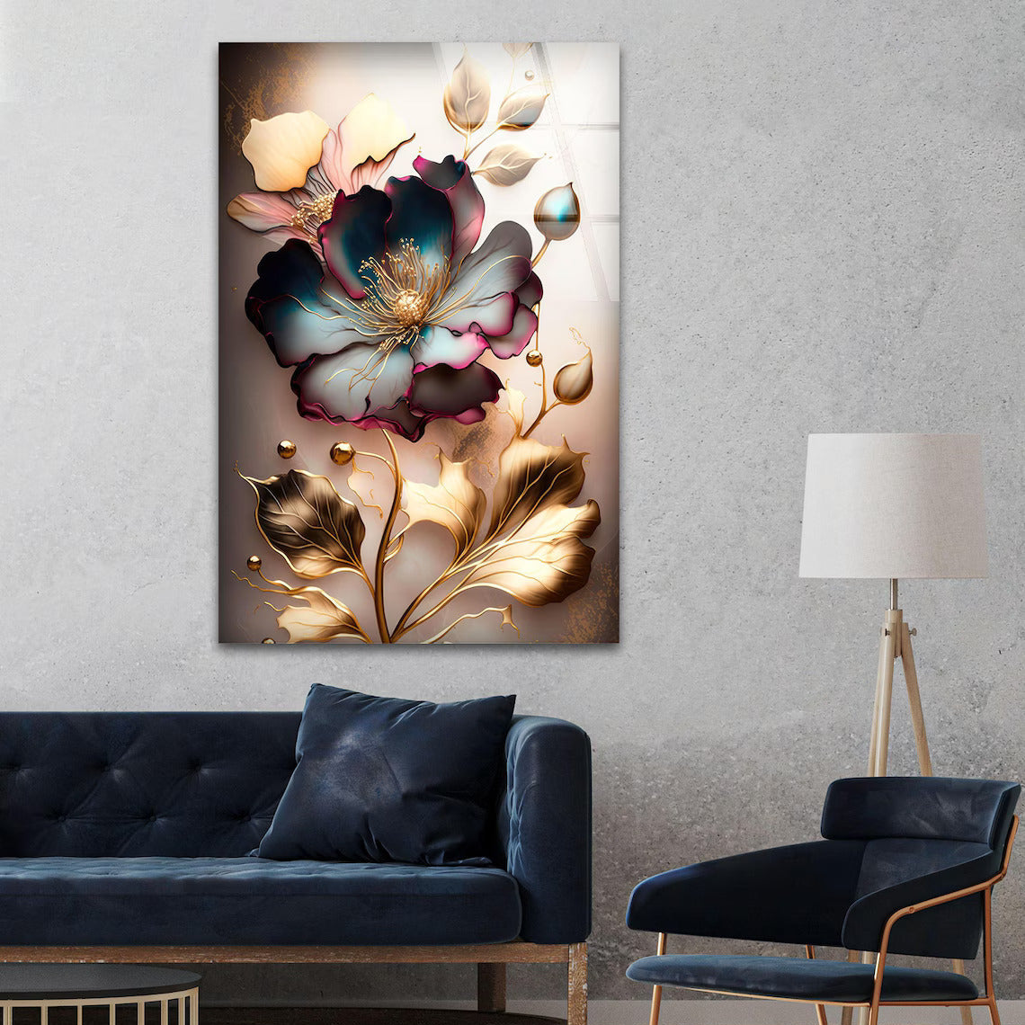 Fiore Viola Quadro in Vetro Temperato