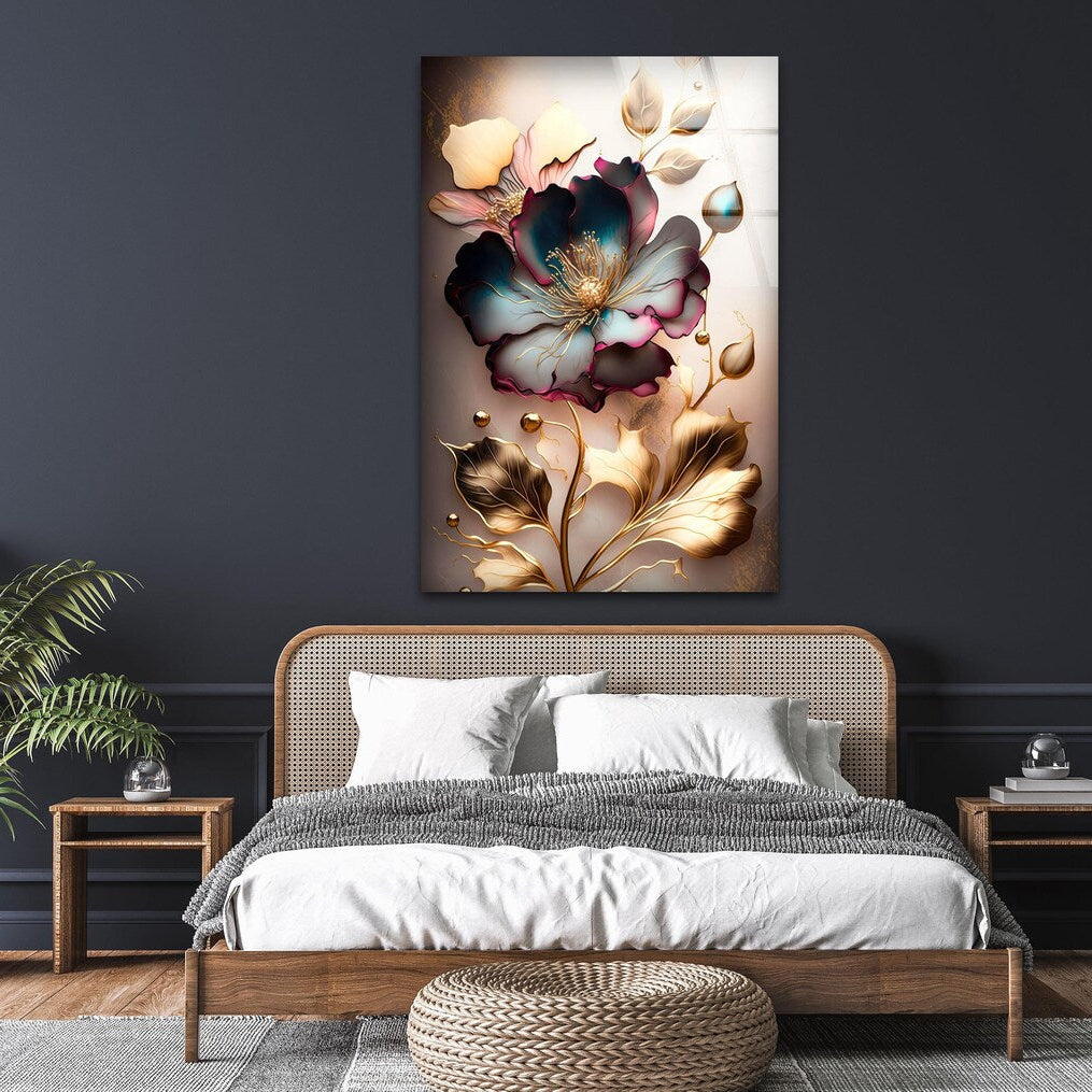 Fiore Viola Quadro in Vetro Temperato