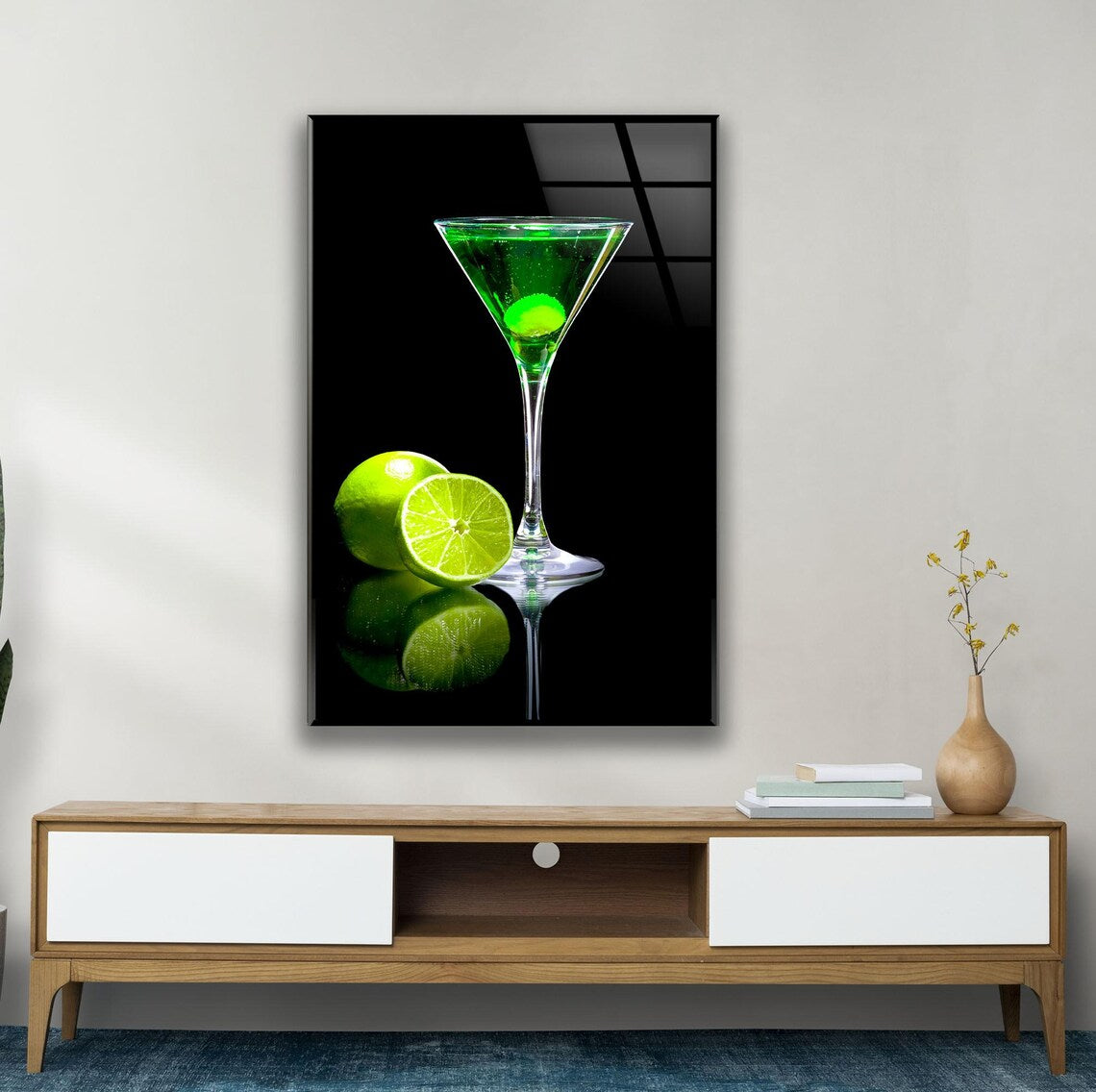 Martini au Citron Vert Tableau en Verre Trempé