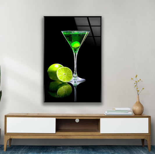 Martini e Lime Quadro in Vetro Temperato