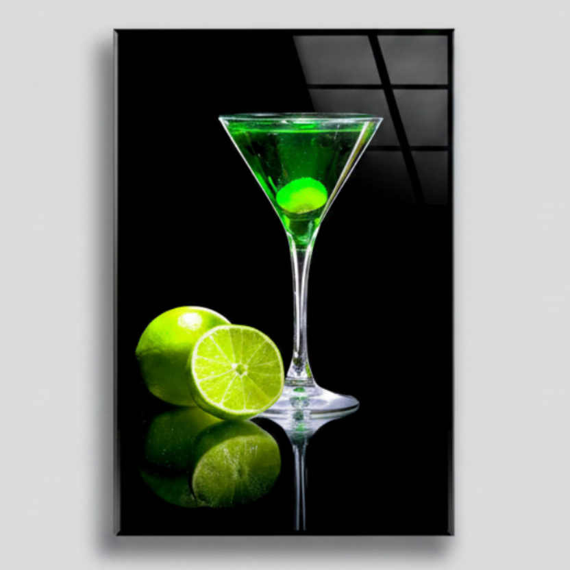 Martini au Citron Vert Tableau en Verre Trempé