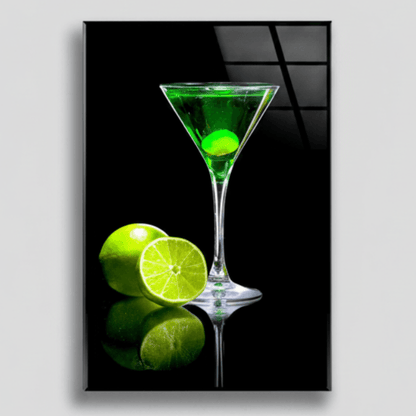 Martini au Citron Vert Tableau en Verre Trempé